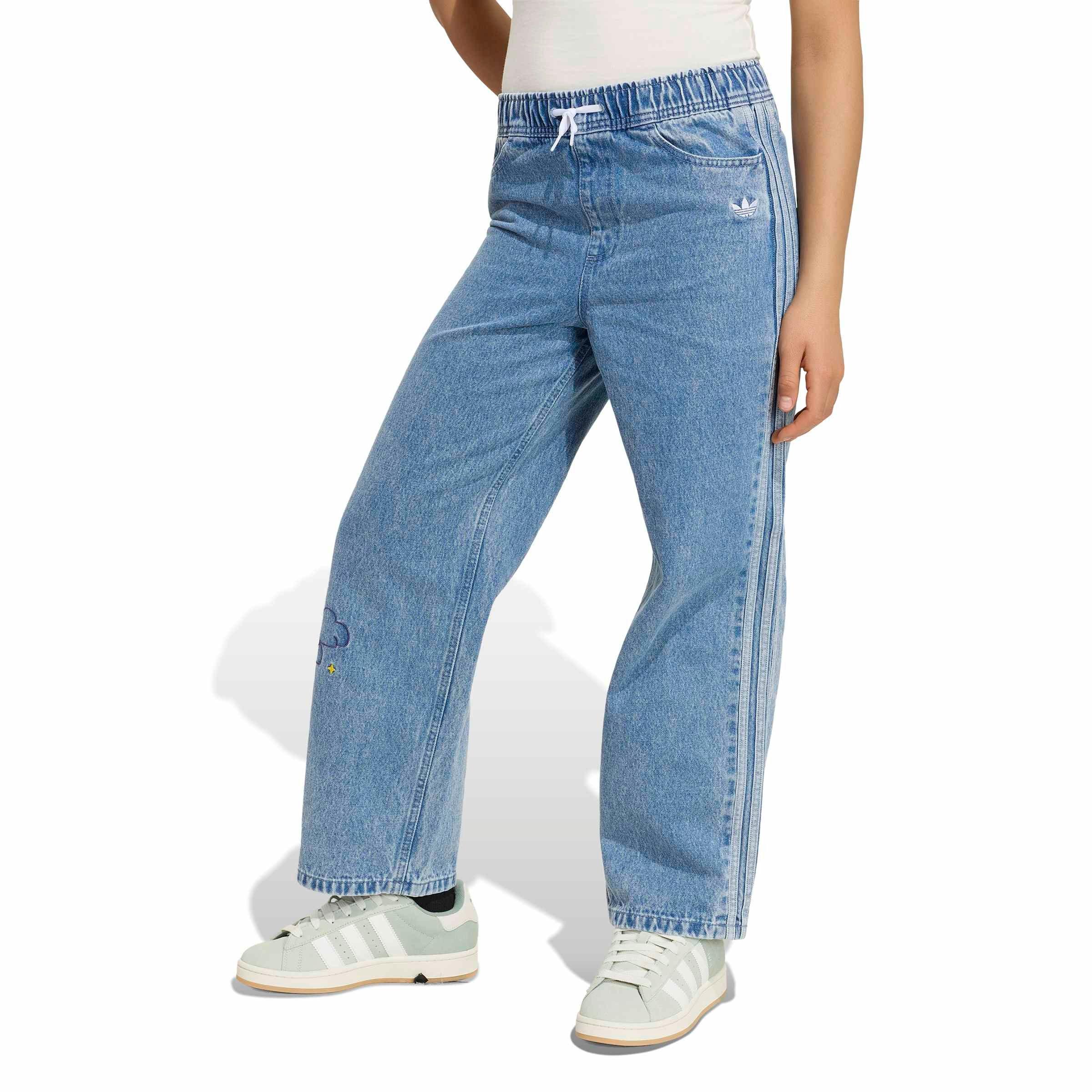 adidas Originals Big Girls' Care Bears Loose Denim Pants - Lt Blue - LT BLUE